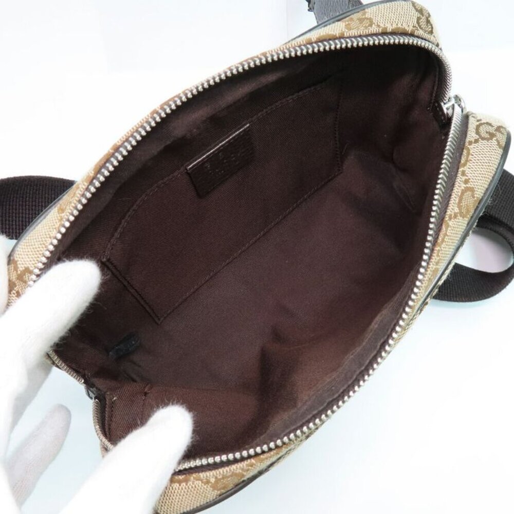Gucci GG Canvas Waist Bag Body Bag Beige Brown Silver Hardware - Picture 5 of 10